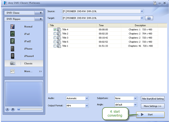 click more settings to customize video and audio settings