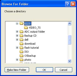 Browse DVD folder on hard drive for converting with HandBrake.