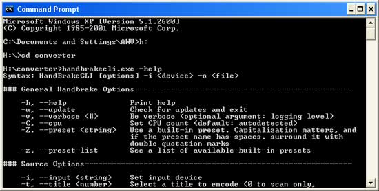 Open HandBrake command line version to convert the DVD folder on hard drive copied by DVDSmith.