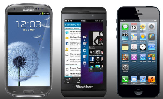 iphone 5 vs galaxy s3 vs z10