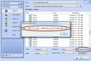 Customize movie chapters you want to rip and output profile.